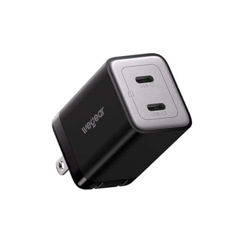 wegear 45W Dual USB-C GaN Fast Charger, Foldable Compact Wall Charger with PD PPS QC4.0 for Galaxy S25/S24, iPhone 17/16/15, iPad, MacBook, Steam Deck (Black) - Image 1