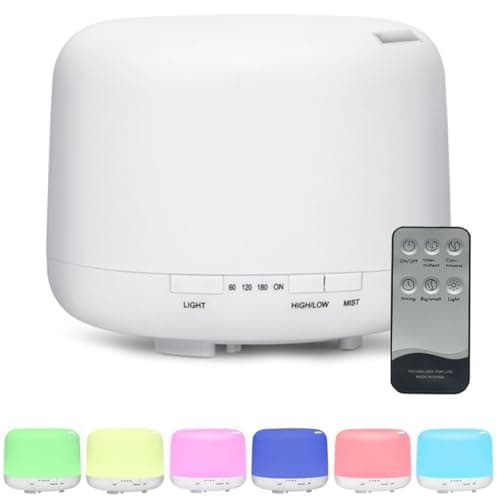 LSLCQW 500ml Essential Oil Diffuser with Remote Control, Premium Ultrasonic Aromatherapy Diffusers Scent Humidifier Vaporizer Auto-Off Timer for Large Room Home, Yellow (White) - Image 1