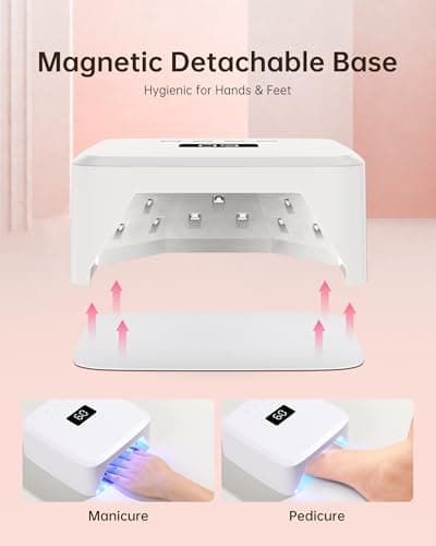 UV Nail Lamp CHRISTINE SHELLY, Rechargeable LED Nail Light Professional Nail Dryer with 4 Timer Setting, Touch Control & Auto Sensor Curing lamp, White Women - Thumbnail 4