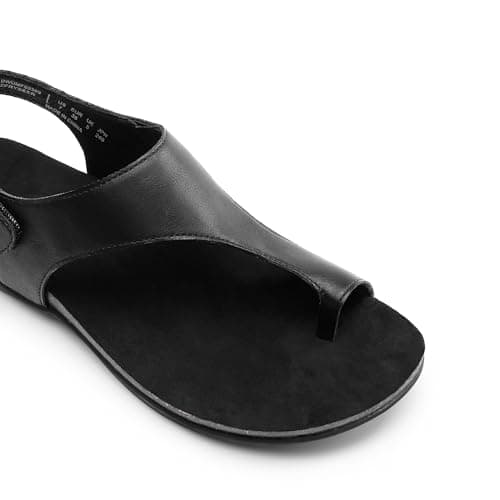 DREAM PAIRS Women's Comfortable Cork Footbed Arch Support Sandals Casual to Dressy Thong Walking Flat Sandals for Summer,Size 8.5,All Black,DWUMFS2509 - Thumbnail 6