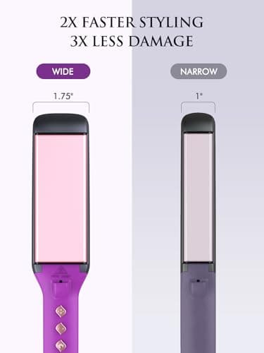 LANDOT Wide Flat Iron Hair Straightener for Fast Styling Thick/Long/Coarse Hair: 1-3/4 Inch Ceramic Straightener for Less Frizz, Smoother Shinier Results - Dual Voltage & 12 Temp Setting 250-450F - Thumbnail 3