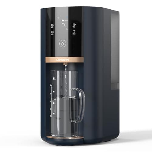 Leysern Countertop Reverse Osmosis Water Filter, 5 Stage RO Water Filtration System with UV, 4:1 Pure to Drain, Innovative 360° Swivel Base, Portable No Installation Water Purifier with Water Pitcher