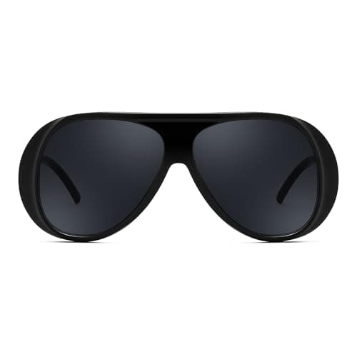 FEISEDY Retro Oversized Aviator Sunglasses Womens Men Trendy Vintage 70s Style Big Square Shield B0344 - Thumbnail 4