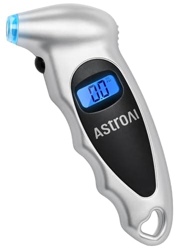 AstroAI Digital Tire Pressure Gauge 0-150PSI Calibrated to ANSI B40.7 +/-1PSI, Accurate in 0.1 Increments, 4 Units for Car Truck Bicycle with Backlight LCD, Silver