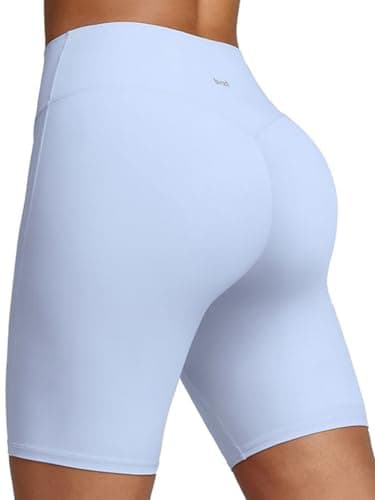 BRXL Biker Shorts for Women 8" No Front Seam High Waist Yoga Workout Gym Shorts Tummy Control with Inner Pocket Sky Blue - Image 1