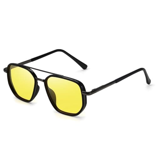 SODQW Night Vision Aviator Glasses for Women Polarized Tangle free Anti-Glare Night Driving Glasses with Yellow Lens - Image 1