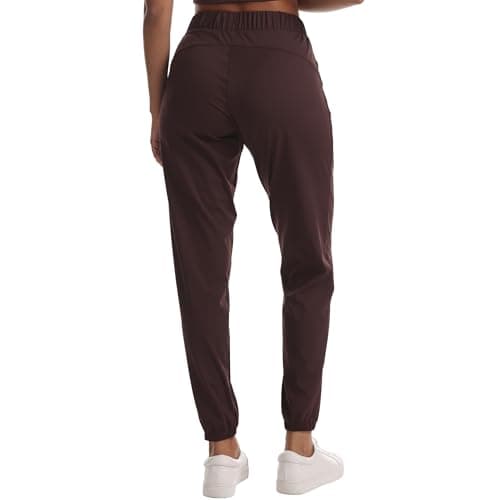 zsenoxaxi Joggers for Women with Zipper Pockets Lightweight Workout Athletic Tapered Pants for Travel Gym Lounge(Coffee Brown,L) - Thumbnail 5