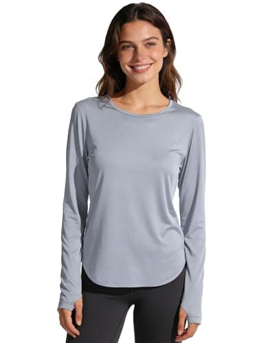 Womens Sun Shirts UPF 50+ Long Sleeve UV Protection SPF Shirts Moisture Wicking Dry Fit Lightweight Workout Running Hiking Outdoor Athletic Tops Grey XL - Image 1