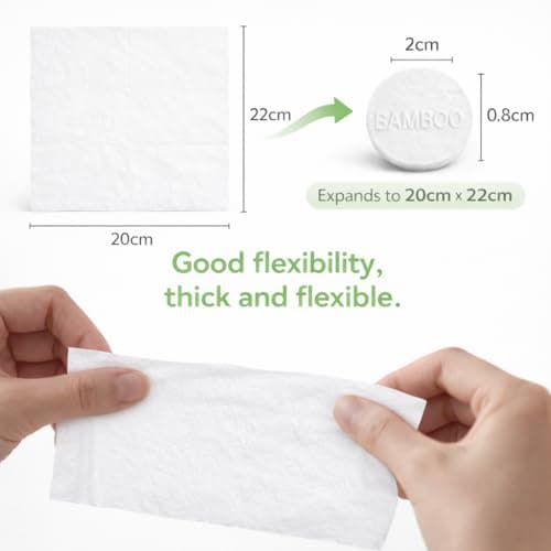 Bamboo Compressed Towels – 250-Pack, Biodegradable Toilet Paper Tablets & Portable Expandable Wipes for Travel, Camping, Backpacking & Outdoor Hygiene, White - Thumbnail 3