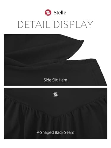 Stelle Women 2 in 1 Running Shorts Flowy Athletic Short High Waisted Workout Tennis Gym Short with Liner Pockets (Black, M) - Thumbnail 6
