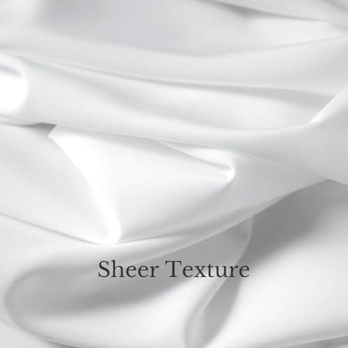 NICETOWN 4 Panels Privacy Sheer Curtains Extra Long 102 Inches, Light Filtering Heavyweight Luxry Drapes for Bedroom, Living Room, Non-See-Through Voile with Rod Pocket, Pure White - Thumbnail 5
