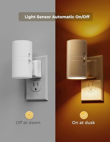 L LOHAS LED Night Light, Amber Nightlight, Dimmable Night Light 100LM, Light Sensor, Yellow Nightlight, Sleep Light for Kids, Soft & Warm Light for Bedroom, Hallway, Bathroom, 2 Pack - Thumbnail 2