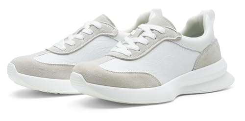 Vepose Women's Fashion Sneakers 2026, 8216 Platform White Grey Tennis Walking Shoes with Arch Support, Lightweight Lace up Casual Everyday Footwear, Size 8(CZR8216 White Grey 08) - Thumbnail 4