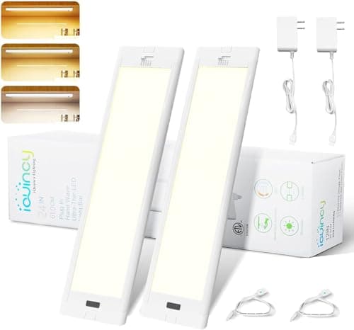 iQuincy 24 Inch Under Cabinet Lights Plug in 2 Pack, Hand Wave Activated, Linkable Under Cabinet Lighting with 5 CCT - 2700K-6000K & Stepless Dimmable, Under Counter Light for Kitchen, 600 Lumens, 10W - Image 1