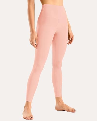 Buttery Soft Second-Skin High Waisted 7/8 Blush Pink Leggings for Women - Thumbnail 4