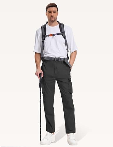 AOHIKE Men's Convertible Pants Lightweight - Outdoor Zip Off Breathable Hiking Pants Men for Fishing Travel Safari, Black - Thumbnail 4