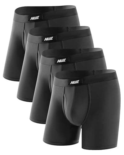 Nullktie Ultra Soft Micro Modal Men's Boxer Briefs, Breathable Underwear for Men with Fly Opening, 4 Pack - Image 1