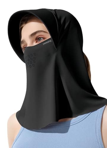 Women's UPF 50+ Sun Protection Balaclava Face Mask Breathable Cooling Full Head Mask for Outdoor Sports Hiking Black - Image 1