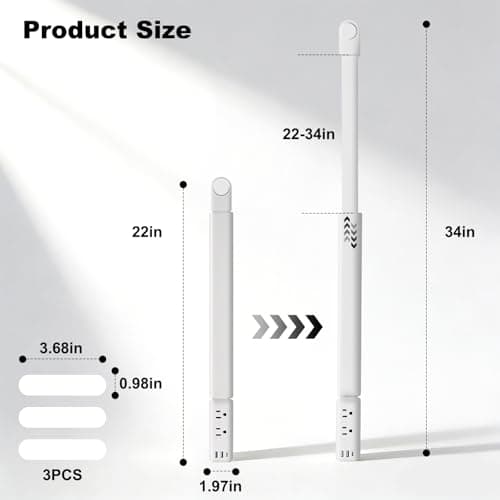 Electrical Outlet Extender Stick with Telescopic 22"-34" Extension & 180° Swivel, 2 AC Outlets & 3 USB Ports (1 USB-C/2 USB-A), for Hard-to-Reach Outlets Behind Furniture Bed Desk Sofa Nightstands - Thumbnail 6