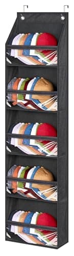 SLEEPING LAMB Narrow Door Hat Organizer for Baseball Caps, Baseball Hat Rack for Closet/Wall Hold 40 Hats Storage Holder Clear Hat Display (Black) - Image 1