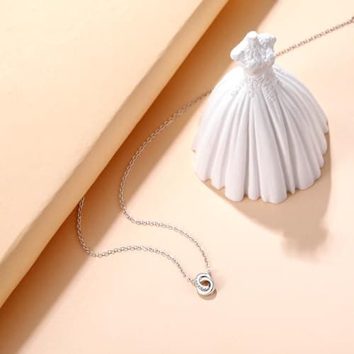 EAMTI 925 Sterling Silver Necklace for Women Interlocking Cubic Zirconia Circle Pendant Solidarity Simple Dainty Jewelry Gifts for Women Birthday/Anniversary Day/Valentine’s Day - Thumbnail 3