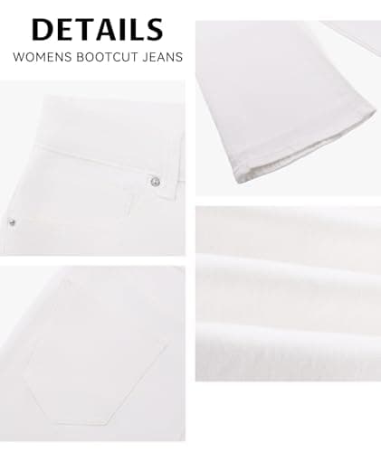 MARIASHA Jeans for Women New Flared Leg Stretch High Wasited Printed Pocket Pants White L - Thumbnail 6