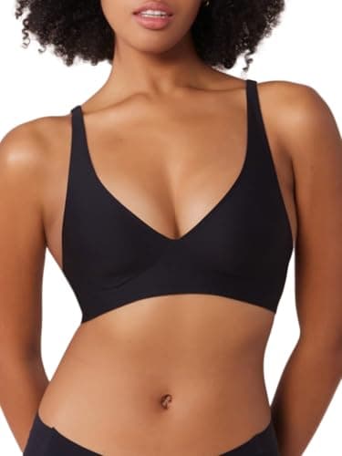 Tarbo Deep-V Neck Bra Padded Seamless Bralettes Fabrics Everyday Basic Sleeping Bras (XX-Large,Black) - Image 1