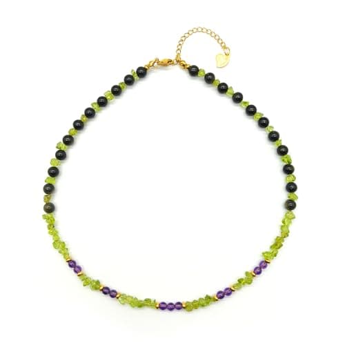 Vansruyi Olivine Amethyst Necklaces Golden Obsidian Women's Beads 41+5cm Length Dainty Cute Personalized Stackable Gemstone Necklace Green Healing Crystal Handmade Gifts for Couple&Holiday&Friendship - Image 1