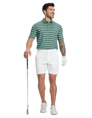 M MAELREG Mens Polo Shirts Short Sleeve Performance Dry Fit Striped Casual Sports Tennis Golf Shirts for Men - Thumbnail 6