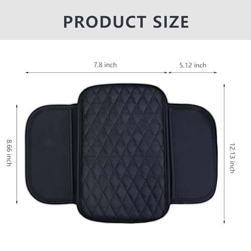 Upgraded Car Center Console Cover, Microfiber Leather Car Armrest Cover Cushion with 2 Storage Bags, Universal Car Armrest Storage Box Cover, Car Interior Accessories for Most Vehicles, Black - Thumbnail 2