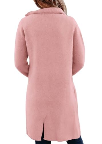 KIRUNDO Cardigan Sweaters for Women 2026 Fall Open Front Knit Sweater Jackets Business Casual Long Coatigan Winter Clothing(Pink, X-Large) - Thumbnail 2