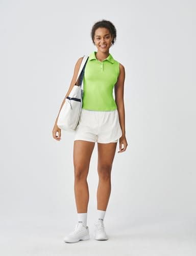 K-Swiss Womens Sleeveless Golf Polo Shirts - ComDry Performance Athletic Workout Collared Tank top for Tennis Yoga Running - Green L - Thumbnail 6