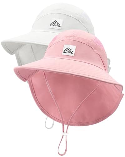 Toddler Baby Sun Hat UPF 50+ Kids Summer Outdoor Sun Hats for Boys Girls Beach Fishing Hat Age 0-8 Years (US, Age, 8 Years, 15 Years, Pink+White) - Image 1