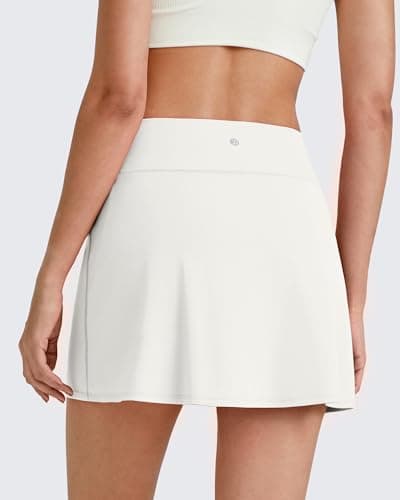 G4Free White Golf Skirts,Soft Comfortable Tennis Skirts with Shorts Ladies High Waisted A Line Lounge Running Athletic Active Golf Skort Inner Pockets(White,XL) - Thumbnail 6