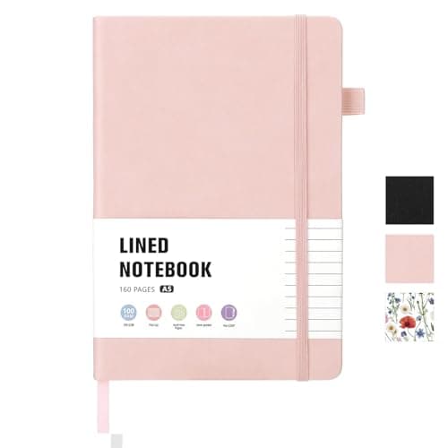 Thboxes 160 Pages Lined Journal Notebook, 5.71" X 8.27" Writing & Journaling Hardcover Executive Notebooks for Student Worker Women Men Notepads Journals for Writing Travel & Organization, Pink - Image 1