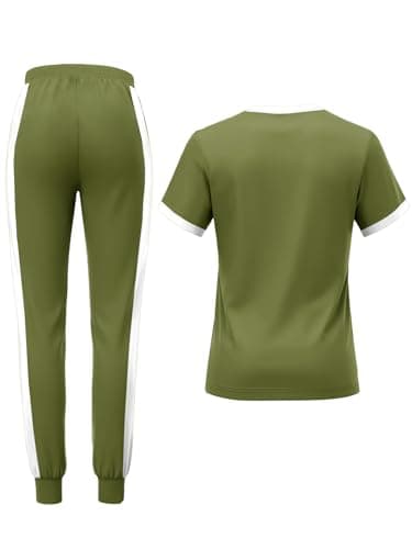 KBKBSN Women 2 Piece Outfits 2026 Summer Casual Sweatsuits Short Sleeve Top Lounge Sets Long Pants Tracksuits Set with Pocket Armygreen S - Thumbnail 6
