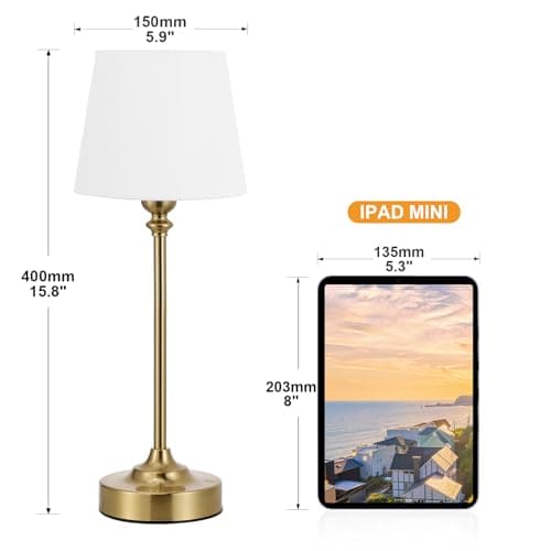 Cordless Table Lamp Rechargeable Gold - 1 Pack Brass 4000mAH Battery Operated Lamp for Decor, 3000K Stepless Dimming Touch Control Wireless Lamp for Bedroom, Dining Table, Counter, Living Room - Thumbnail 4
