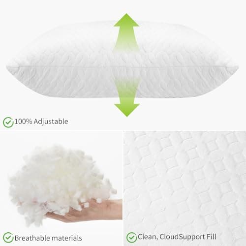 CLD COLLECTIONS Bed Pillows Cross Cut Memory Foam for Sleeping,Queen Size Bedding Pillow(White), Washable Supportive Pillow for Sleeping, Adjustable Density for Back, Stomach and Side Sleeper - Thumbnail 2