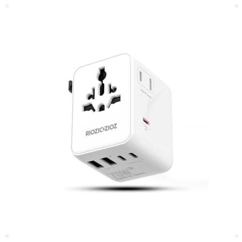 RIOZIOZIOZ 70W Universal Travel Plug Adapter,7-Port PD&QC Fast Charging Power Adapter(2AC&2USB-A&3USB-C),Worldwide Outlet Wall Charger for USA/EU/UK/AUS Over 200 Countries-Type C/A/G/I - Image 1
