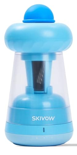 Skivow Electric Pencil Sharpener, Fully Automatic Pencil Sharpener for Classroom, 6.5-11.5mm Colored/Jumbo Pencils, Hands-Free, Auto in & Out, Rechargeable Sharpeners for Home Office (Airy Blue)
