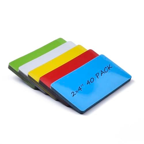 Realth Dry Erase Magnetic Labels Multicolor (2'' × 4'' 40 Pcs), Magnetic Name Tags Reusable for Teachers Students, Reusable Magnet Stickers, Magnet Labels for Whiteboard Classroom Fridge Office