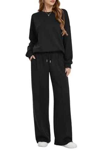 AFFOLE 2 Piece Sets for Women 2026 Lounge Sets Long Sleeve Oversized Sweatshirt Wide Leg Pants Matching Tracksuit Sets - Image 1