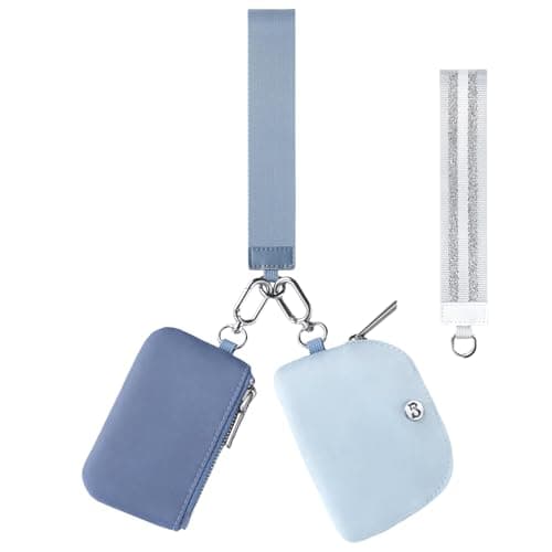 Mini Zip Around Dual Pouch Wristlet With 2 Straps Wristlet Keychain Wallet for Women Coin Purse Small Cute for Teen Girl - Image 1