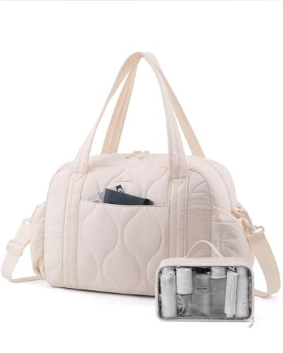 LOVEVOOK Duffle Bag for Travel, Puffer Weekender Gym Bags for Women with Wet Pocket, Lightweight Carry On Bag Overnight Bag with Toiletry Bag, Hospital Bags for Labor - Image 1