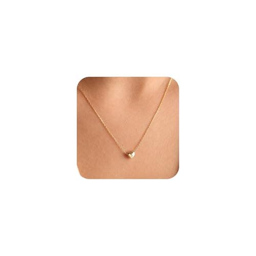 BAYLAY Heart Necklaces for Women Girls, 18K Gold Plated Cute Tiny Heart Necklace Dainty Gold Necklace for Women Gold Jewelry Mothers Day Gifts for Mom Grandma Wife Women - Image 1