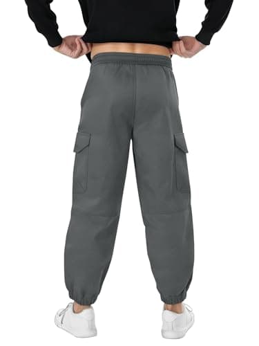 Crastimo Men Baggy Joggers Hiking Pants Elasticity Waist Drawstring Tapered Leg Chino 4 Pockets Cozy Boy Sweatpants Joggers Valentine Day Gray XXL - Thumbnail 2