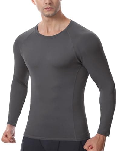 RIKUAOU Men's Long Sleeve Compression Shirt, Quick Dry Athletic Base Layer Top, Skins Fit Football Running Workout Undershirt - Thumbnail 2