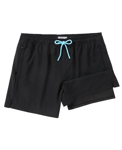 CoozySphere Men's Swim Trunks with Compression Liner 5 Inch and Zipper Pockets Quick Dry Bathing Suit Board Swimming Shorts XL Classic Black - Image 1