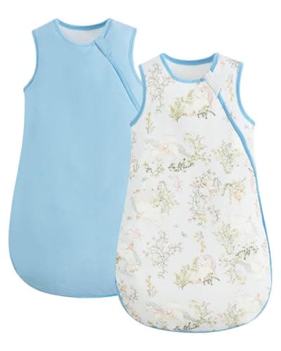 WYTbaby 2 Pack Baby Sleep Sack 1.5 TOG, 100% Cotton Wearable Blanket, 2-Way Zipper Baby Sleeping Bag,Blue Horse Print，12-18Months - Image 1