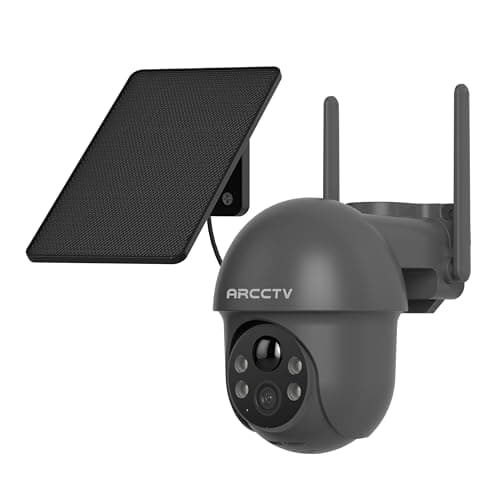 ARCCTV Security Cameras Wireless Outdoor Solar, 4MP 360° View Battery Powered Outdoor Camera, Night Vision with Light, 2-Way Audio, PIR Motion Sensor, 2.4G/5G Dual Band WiFi, SD/Cloud Storage, Grey - Image 1
